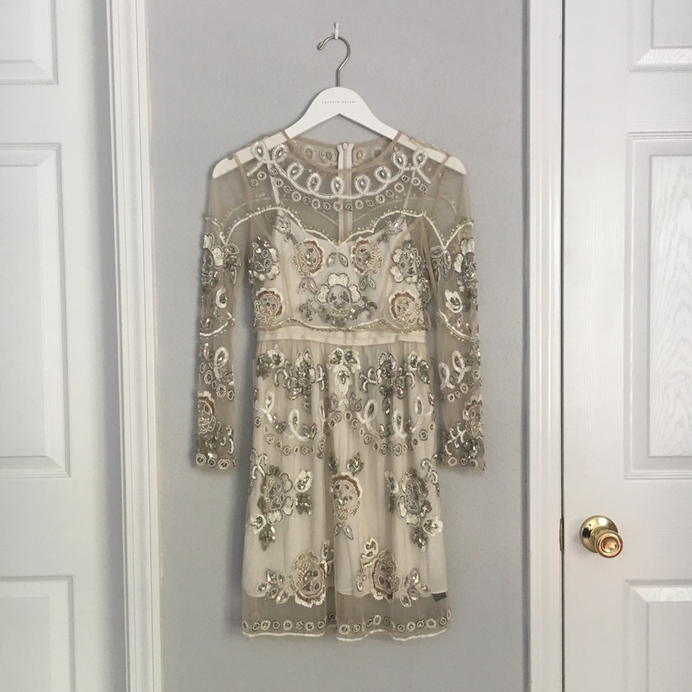 Needle & Thread Sequined Long Sleeve Dress